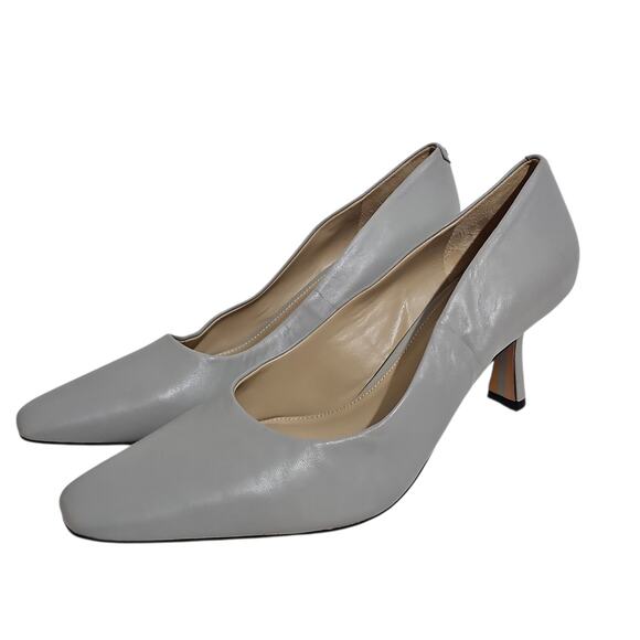 Sam Edelman Rika Leather Pump Heels Womens 10 Square Toe Grey - Picture 3 of 16